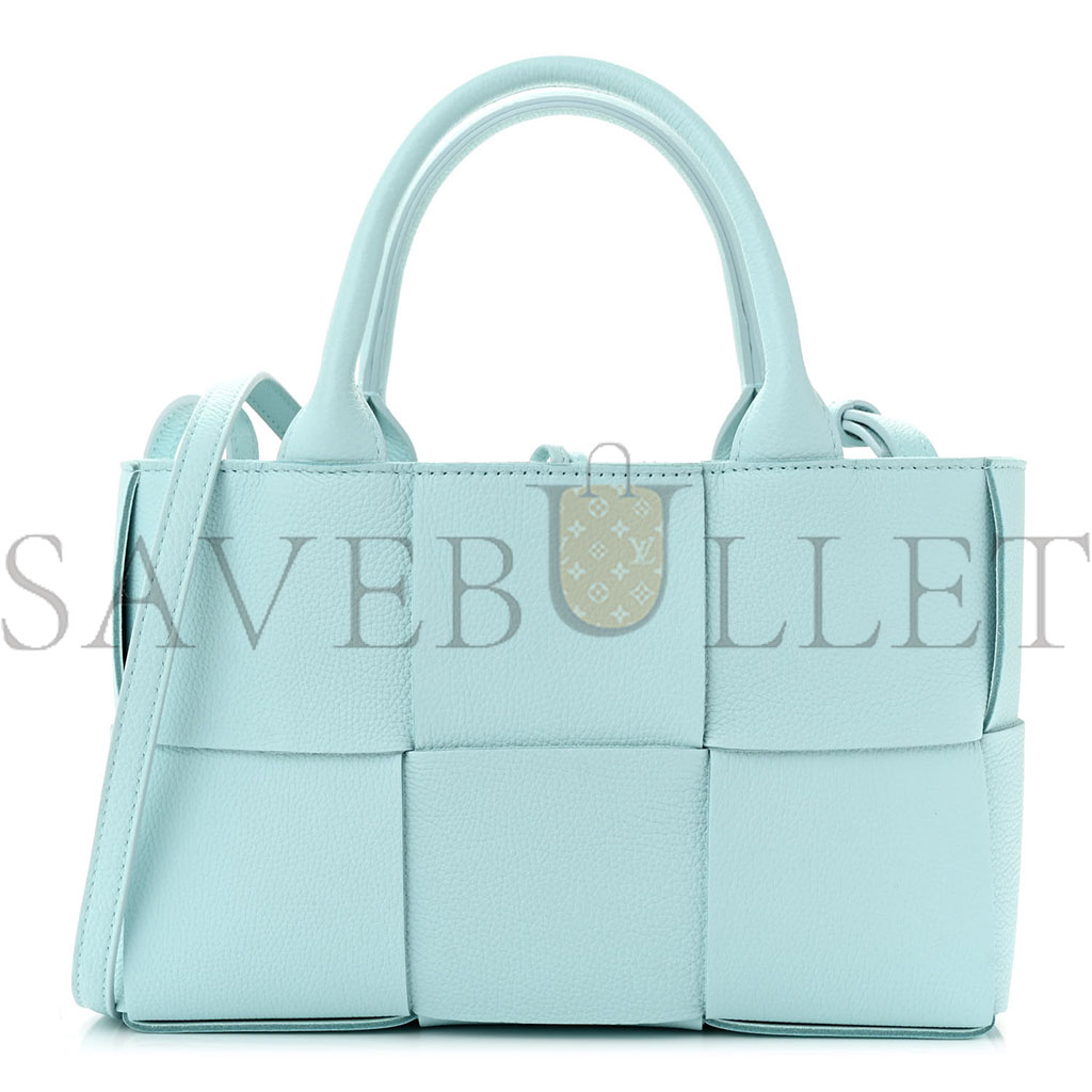 bo*te*ga Ve*ne*ta grained calfskin maxi intrecciato mini arco tote pale blue (25*17*8cm)