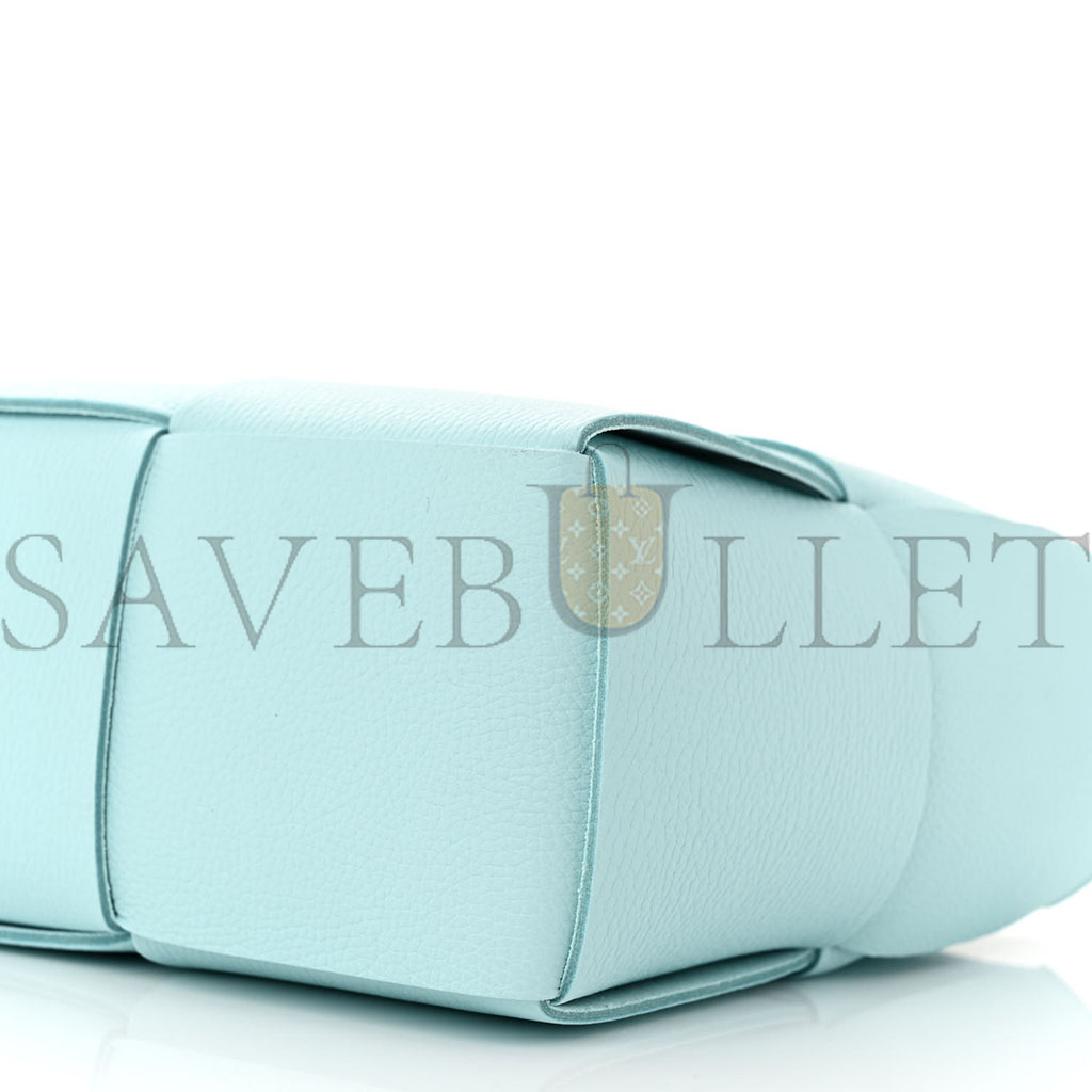 bo*te*ga Ve*ne*ta grained calfskin maxi intrecciato mini arco tote pale blue (25*17*8cm)