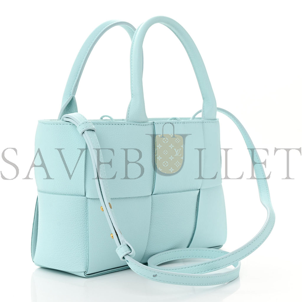 bo*te*ga Ve*ne*ta grained calfskin maxi intrecciato mini arco tote pale blue (25*17*8cm)