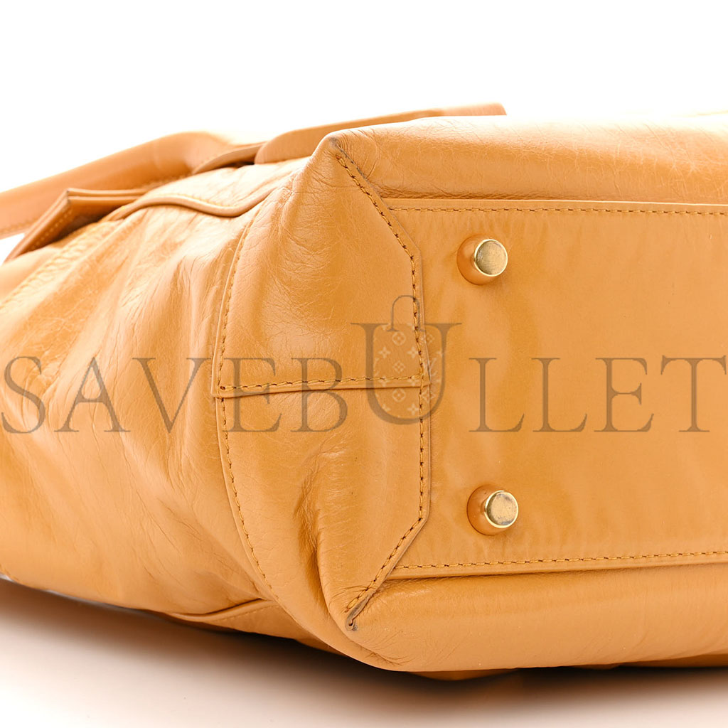 bo*te*ga Ve*ne*ta paper calfskin maxi intrecciato medium arco slouch yellow (32*27*11cm)
