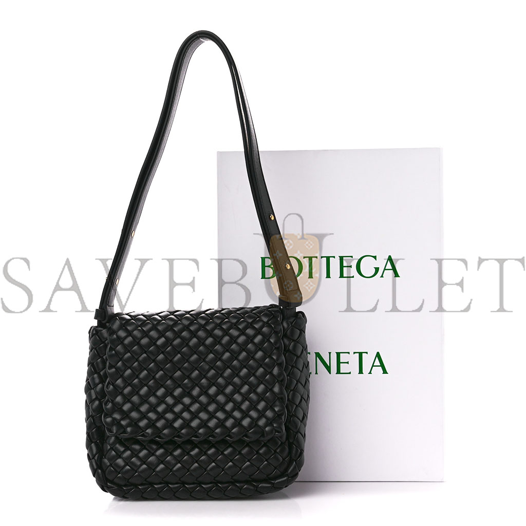 bo*te*ga Ve*ne*ta nappa intrecciato small cobble shoulder bag black (27*22*10cm)