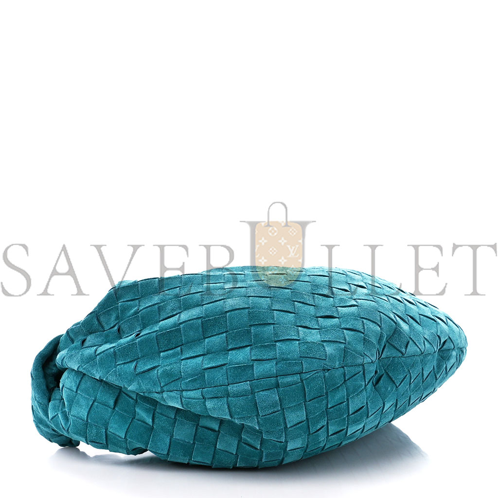 bo*te*ga Ve*ne*ta suede intrecciato teen jodie hobo petroleum blue (36*20*13cm)