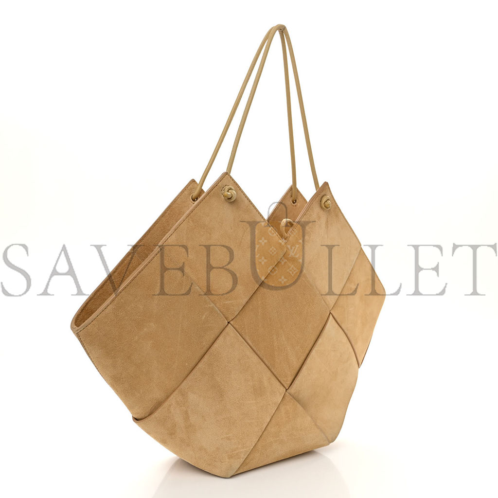 bo*te*ga Ve*ne*ta suede maxi intrecciato tote cane sugar tapioca 1428173 (32*17*9cm)
