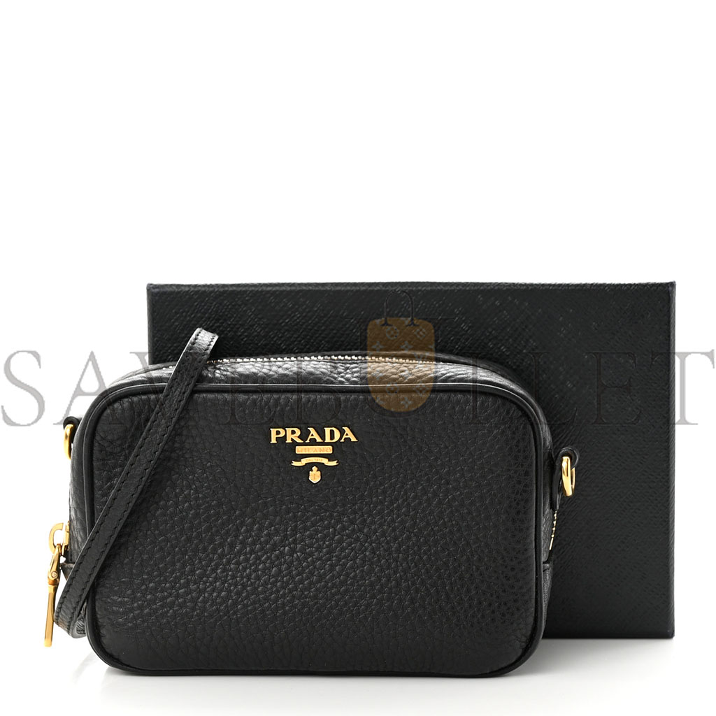 Pra*a vitello daino mini camera crossbody black (16*10*6cm)