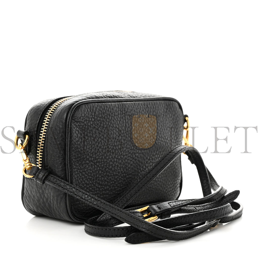 Pra*a vitello daino mini camera crossbody black (16*10*6cm)