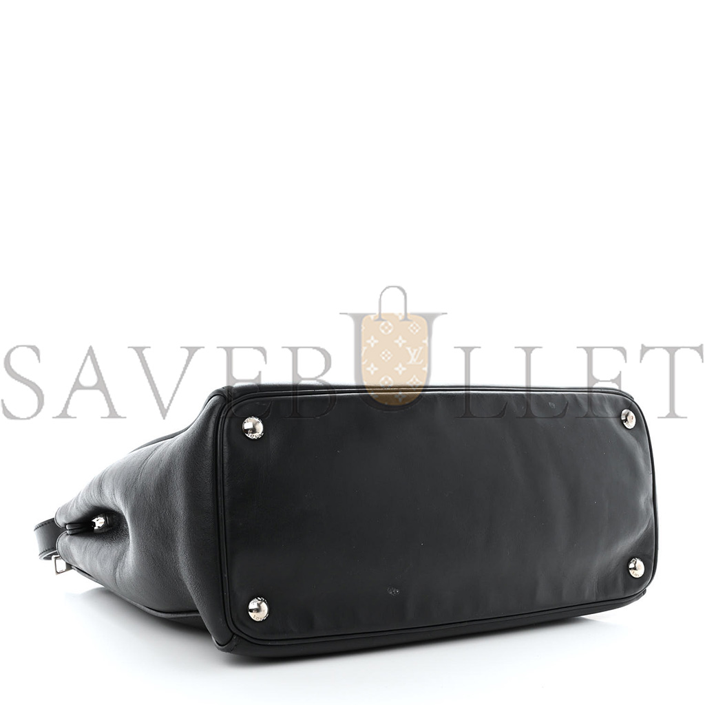 Pra*a soft calfskin galleria double zip tote black (34*25*15cm)