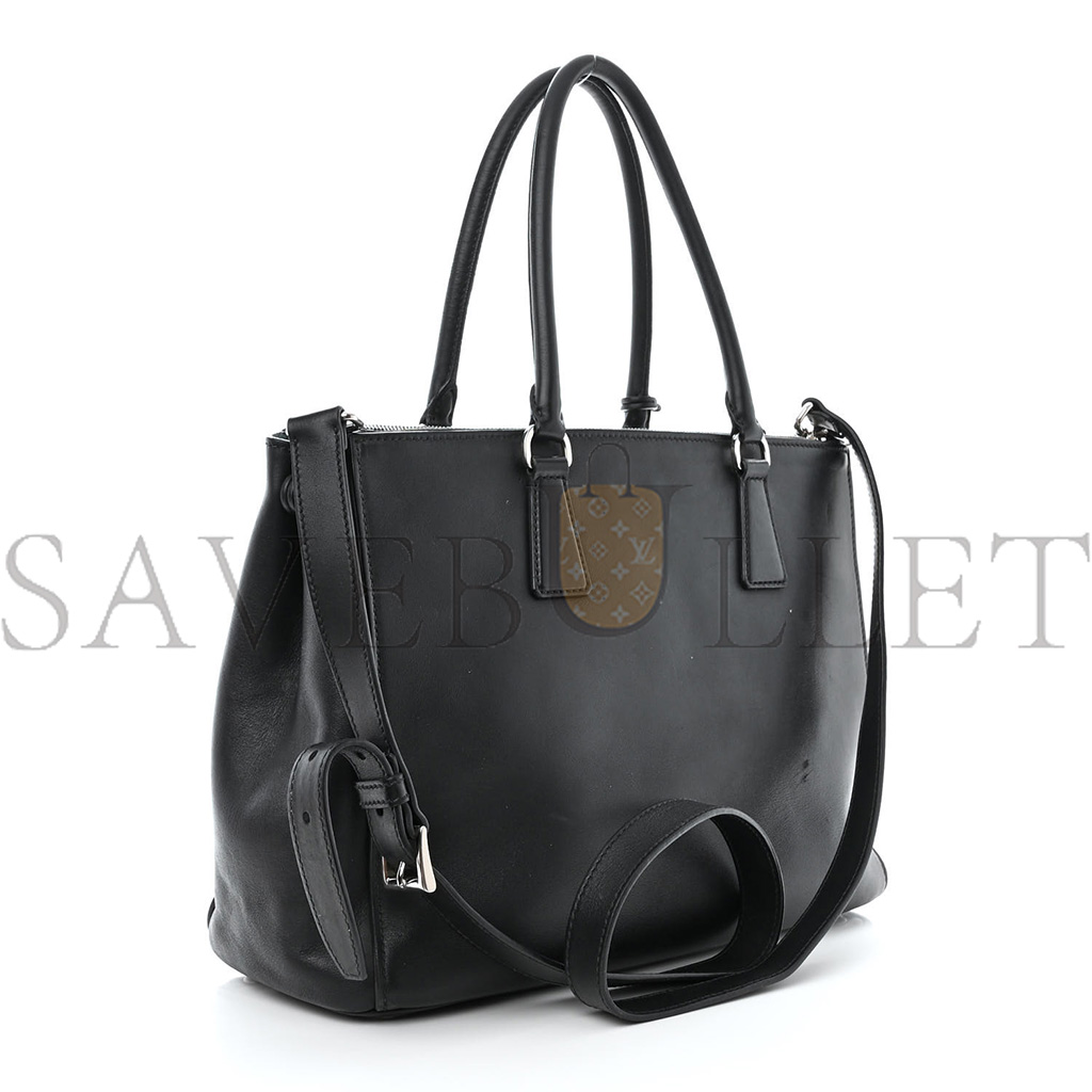 Pra*a soft calfskin galleria double zip tote black (34*25*15cm)