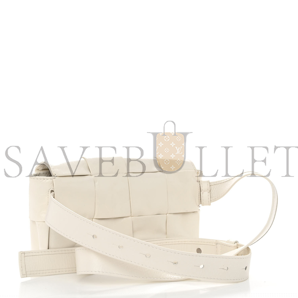 bo*te*ga Ve*ne*ta paper calfskin intrecciato cassette belt bag white (18*10*4cm)