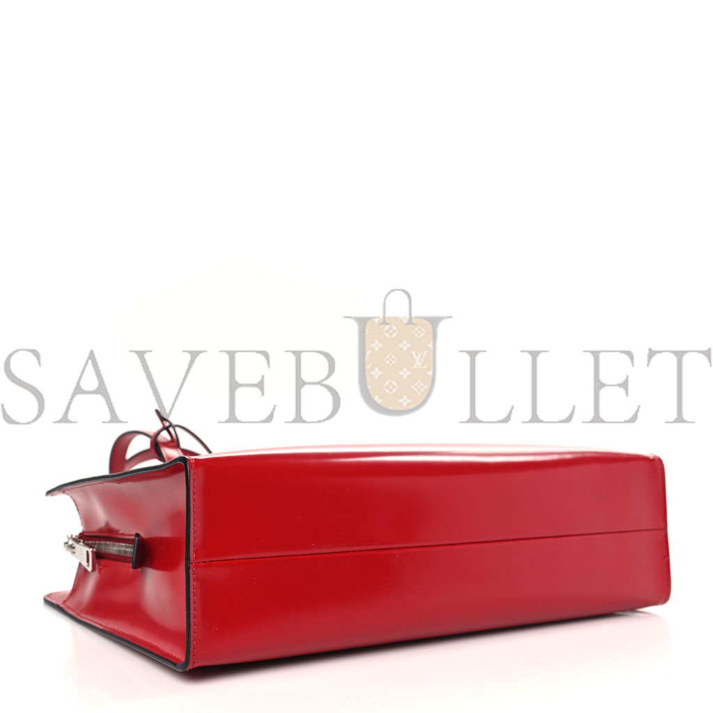 Pra*a brushed calfskin medium re-edition 1995 tote scarlet (30*21*9cm)