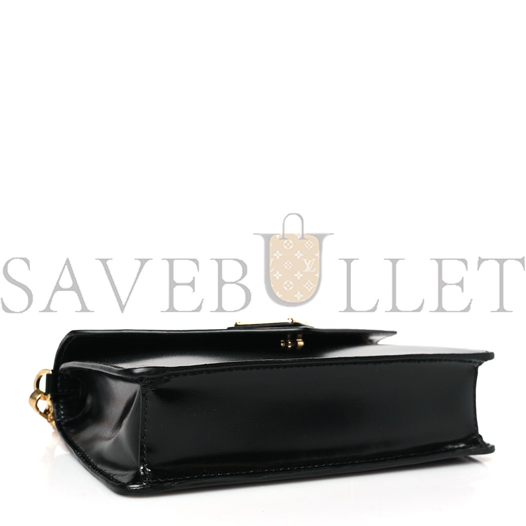 Pra*a brushed calfskin envelope chain crossbody flap black (19*13*5cm)