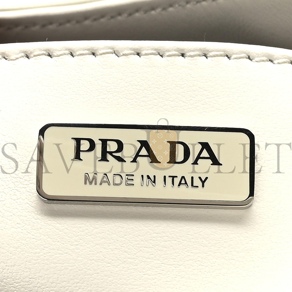 Pra*a brushed calfskin cleo adjustable strap shoulder bag white (28*23*5cm)