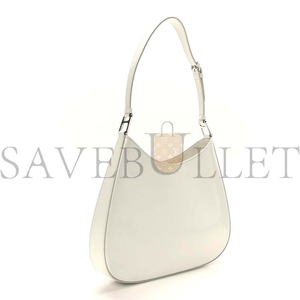 Pra*a brushed calfskin cleo adjustable strap shoulder bag white (28*23*5cm)