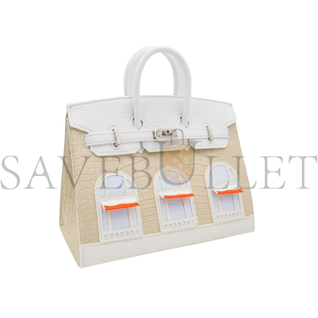 H**mes 20cm birkin sellier faubourg house white snow palladium hardware h0110 (20*15*11cm)