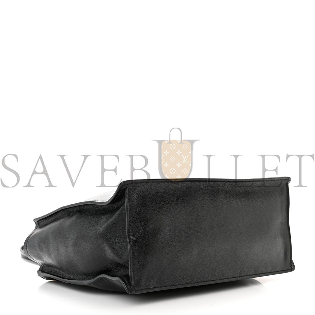 Pra*a glace calfskin tote black (35*27*14cm)