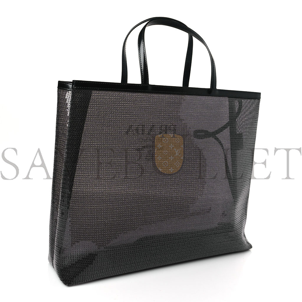 Pra*a mesh sequin spazzolato logo tote black (36*30*9cm)