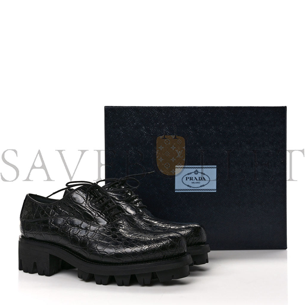 Pra*a crocodile lace up 50mm loafers 39 black