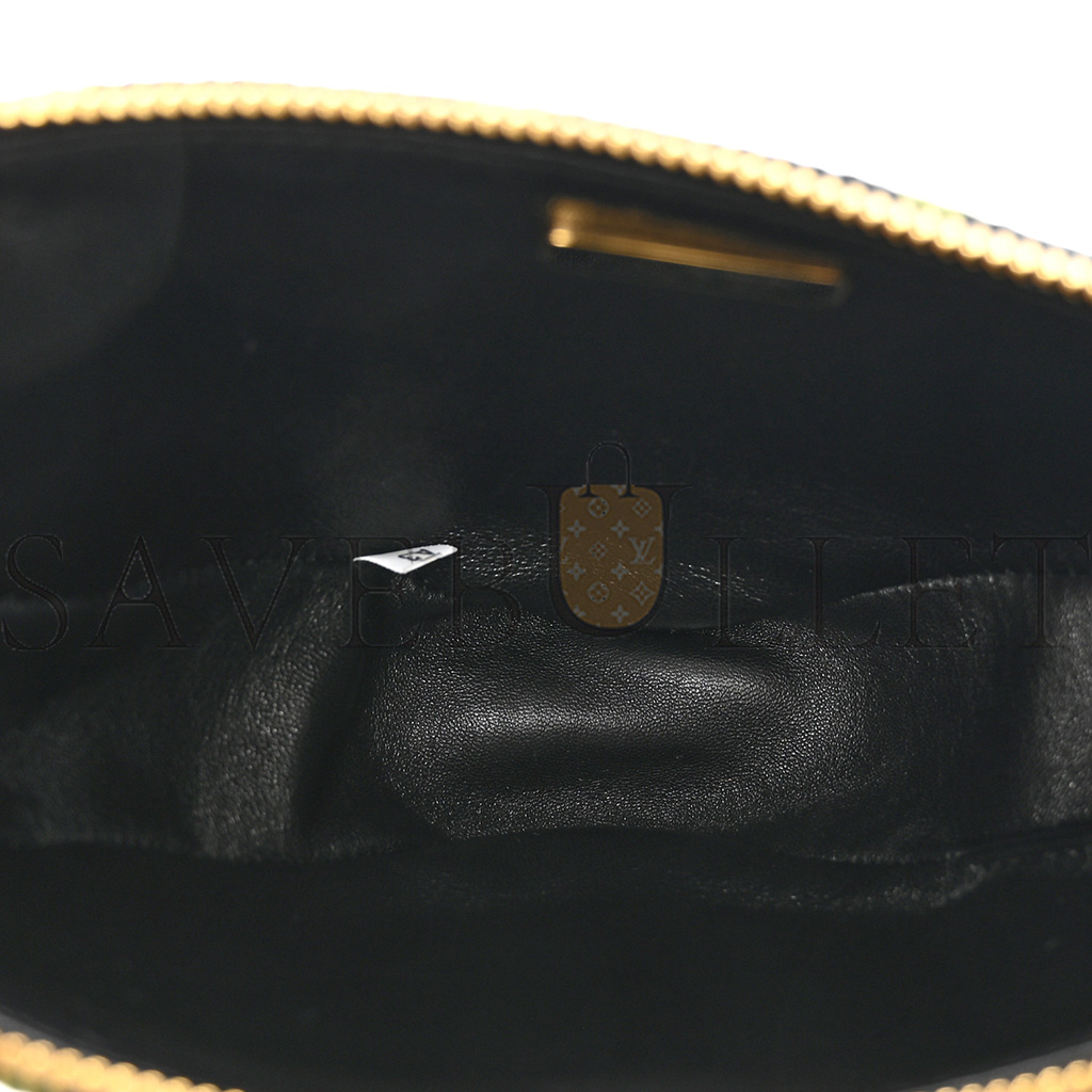 Pra*a jacquard triangolo symbole embroidered mini triangle shoulder bag black edera (27*15*5cm)