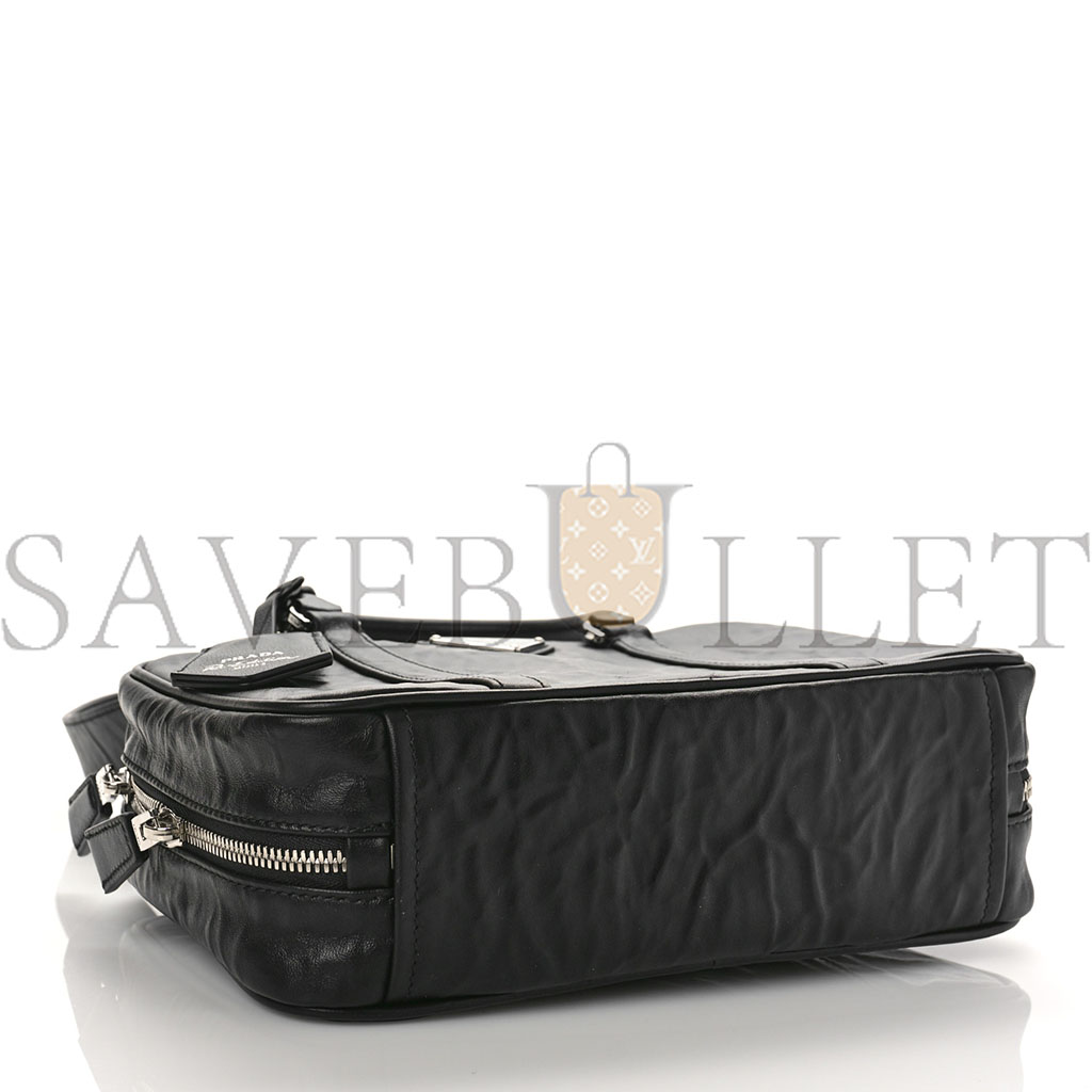 Pra*a nappa antique medium top handle bag black (24*18*11cm)
