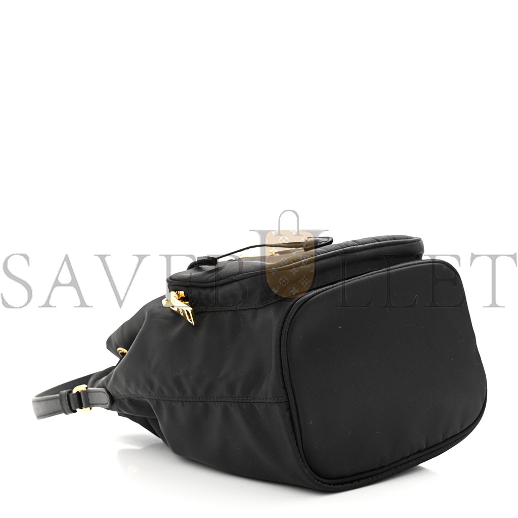 Pra*a re-nylon duet drawstring shoulder bag black (23*18*11cm)
