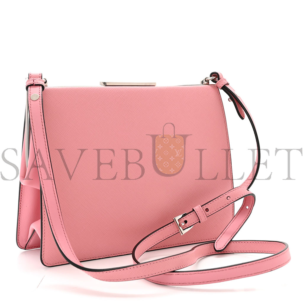Pra*a saffiano city calf light frame bag pink (22*18*9cm)
