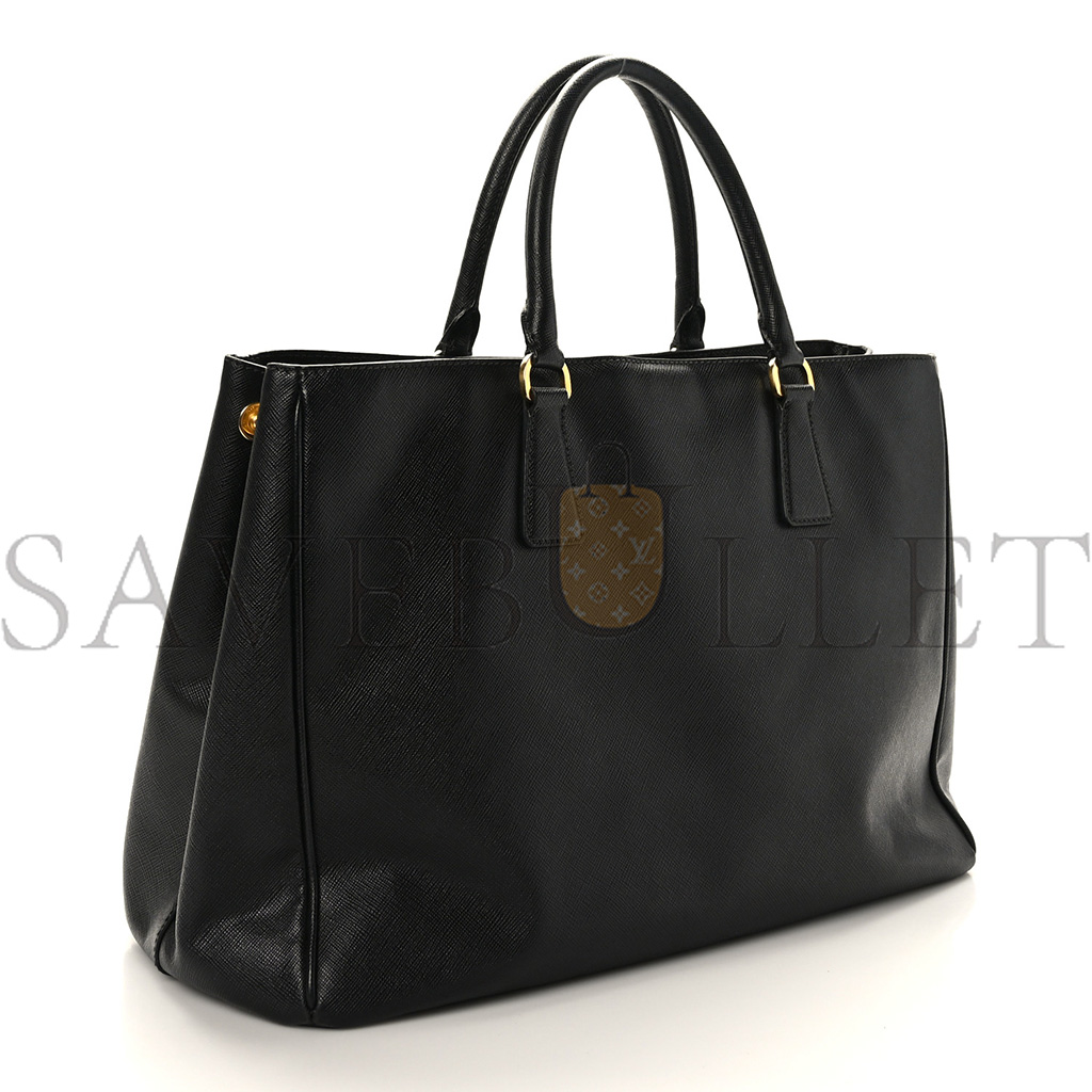 Pra*a saffiano large galleria double zip tote black (36*27*15cm)