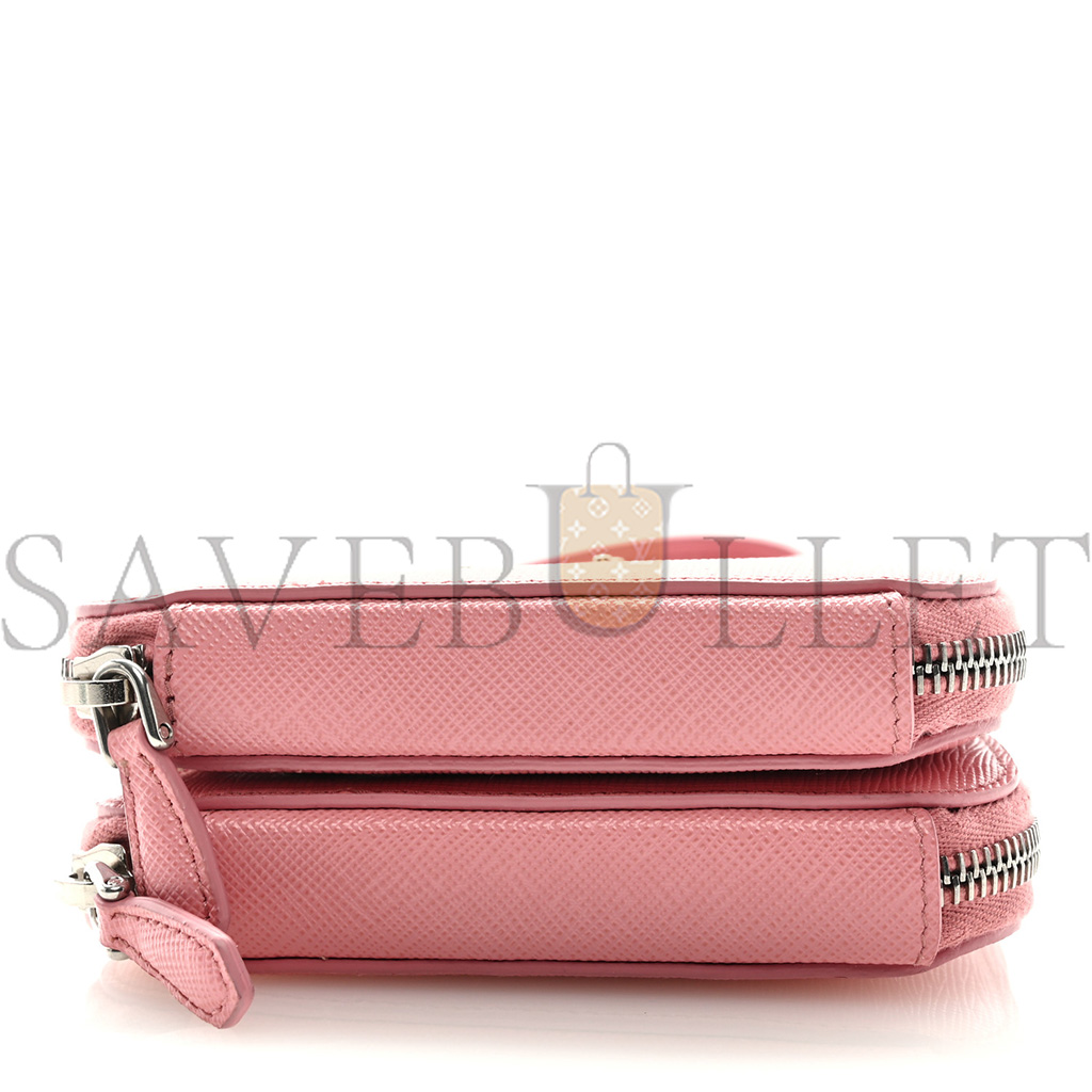 Pra*a saffiano mini crossbody pouch petal pink (15*10*4cm)
