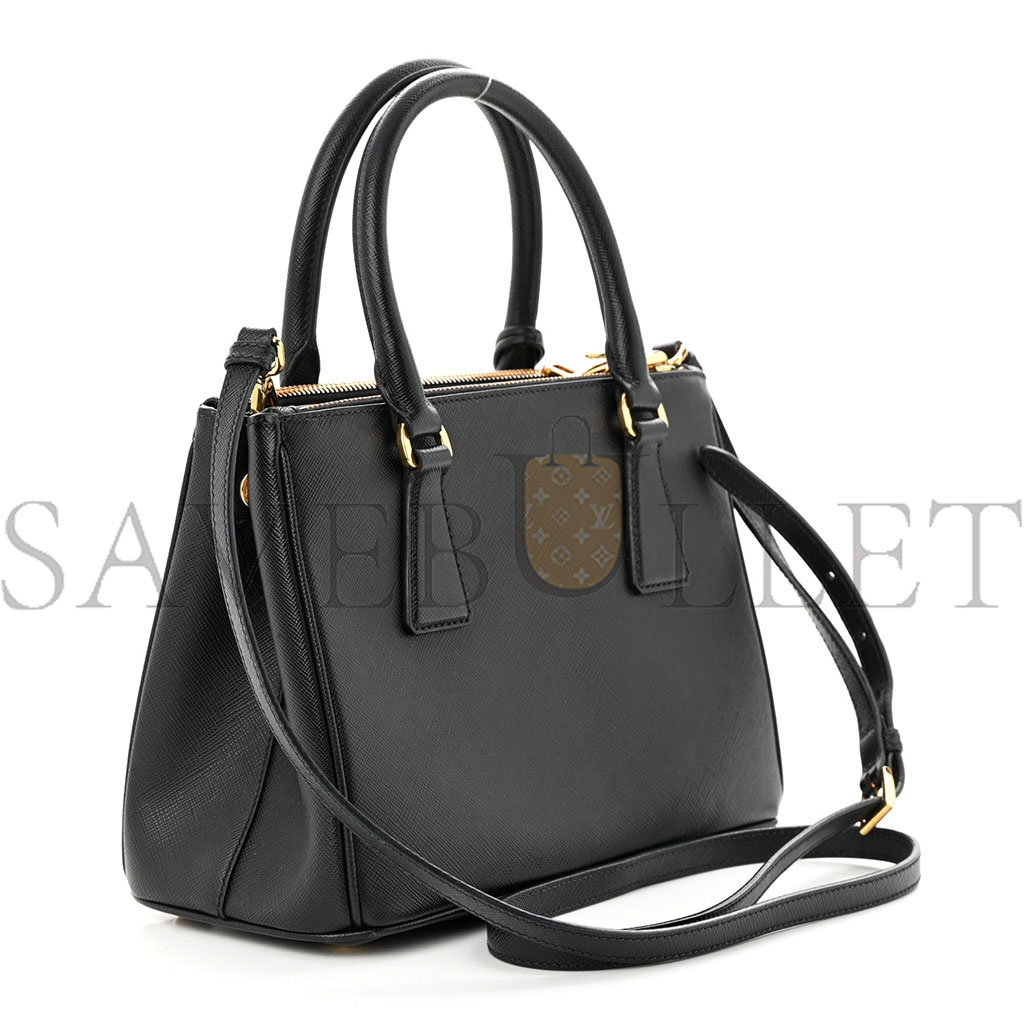 Pra*a saffiano mini galleria double zip tote black (24*17*11cm)