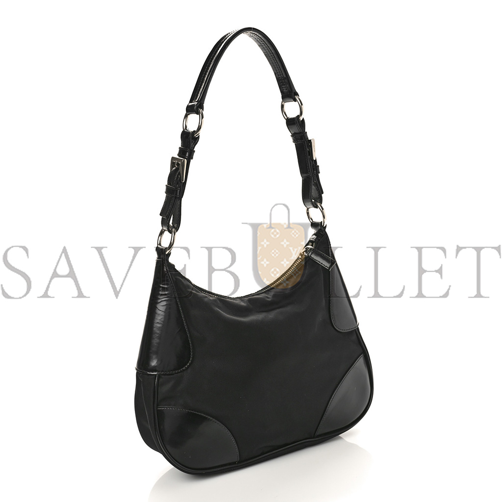 Pra*a tessuto nylon vitello hobo nero black (31*23*11cm)