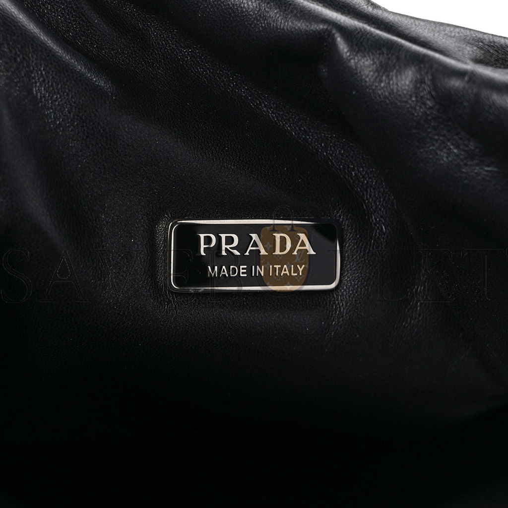 Pra*a soft nappa medium padded shoulder bag black (30*25*11cm)