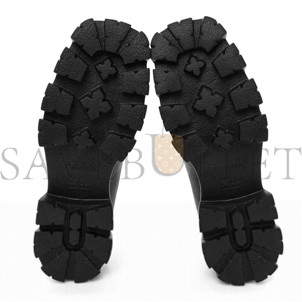 Pra*a spazzolato mens lace up 45mm derby loafers 8 black