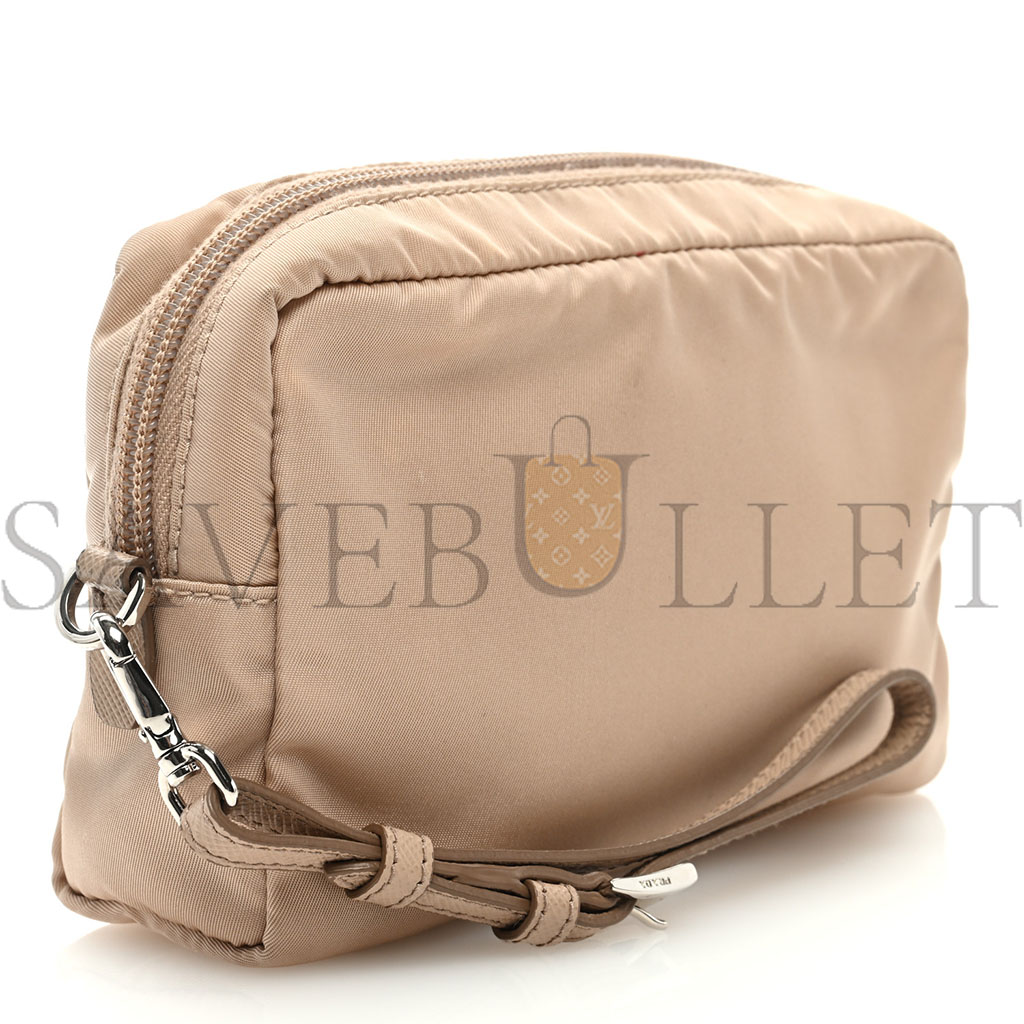 Pra*a tessuto nylon saffiano wristlet cammeo (17*11*4cm)