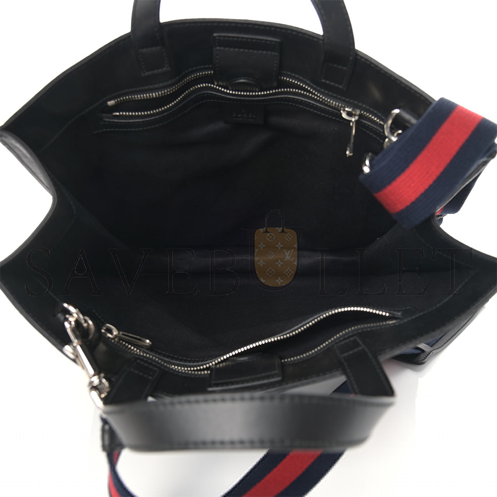 g*u*i gg S*p*e monogram appia calfskin web vertical tote black (37*36*8cm)
