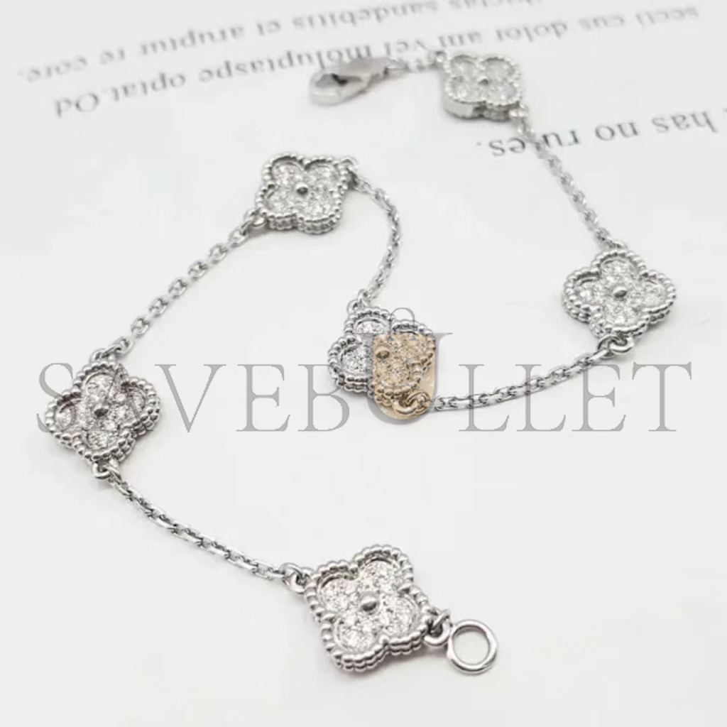 v*n cl*f arpels sweet alhambra bracelet, 6 motifs - white gold, Di*m*nd  vcaro85700