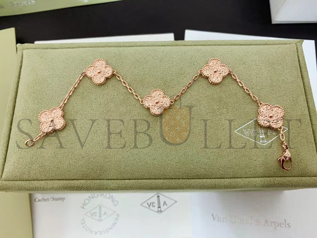 V*N CL*F arpels vintage alhambra bracelet, 5 motifs - rose gold  vcarn9t300