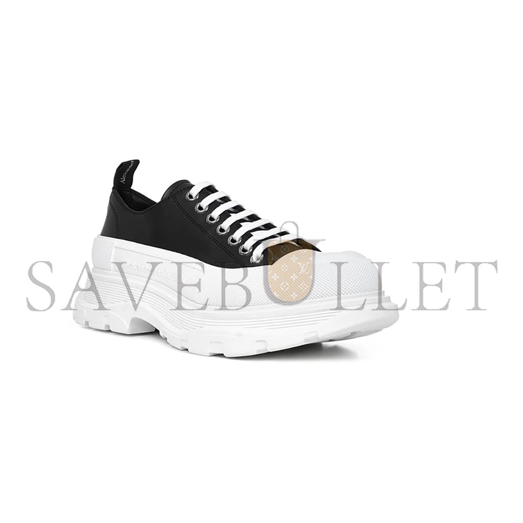 Ale*d*r m*q*en tread slick leather chunky low top sneakers 627225whz621071