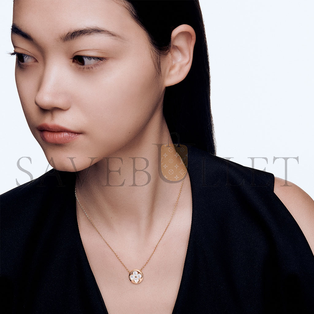 l**is V*t*n colour blossom sun pendant, pink gold and white mother-of-pearl q93520