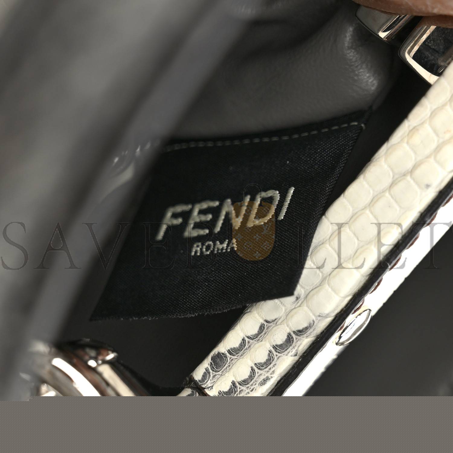 F**di lizard togo shiny nappa mini peekaboo iconic satchel roccia (23*18*12cm)