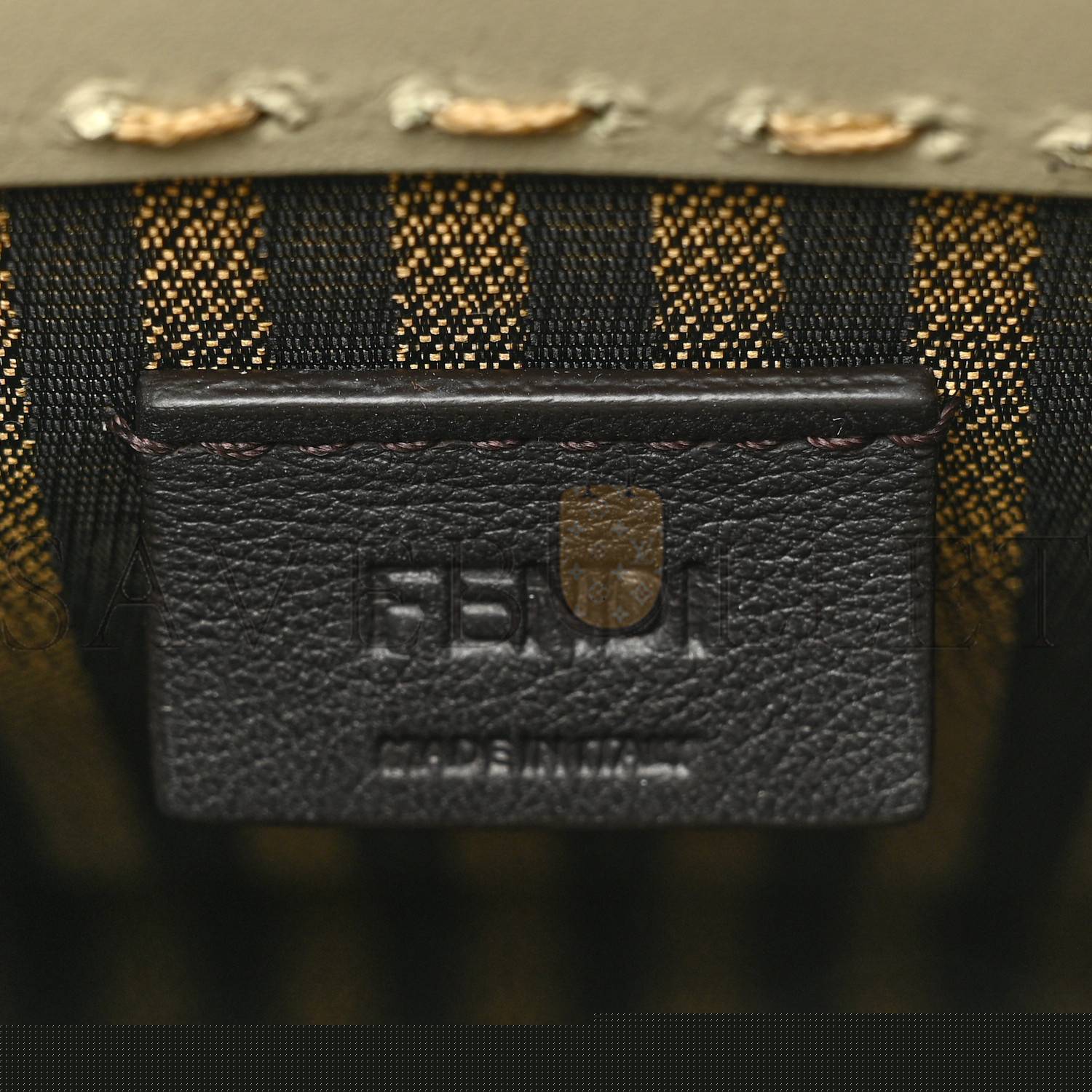 F**di vitello king plexiglass logo embossed mini F**di sunshine shopper tote green tea (17*13*6cm)