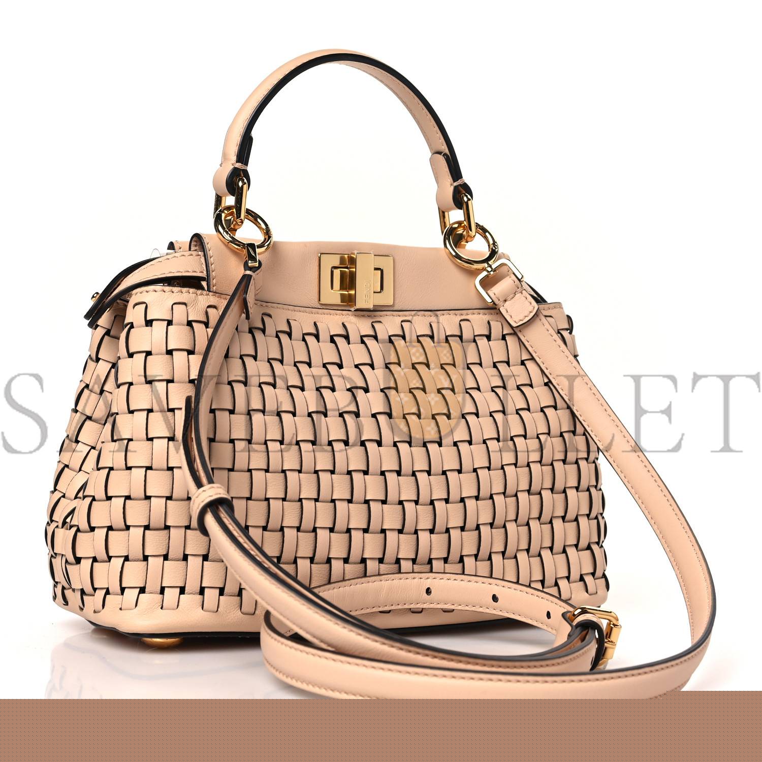 F**di vitello grace intreccio mini peekaboo iconic satchel light rose (23*18*10cm)