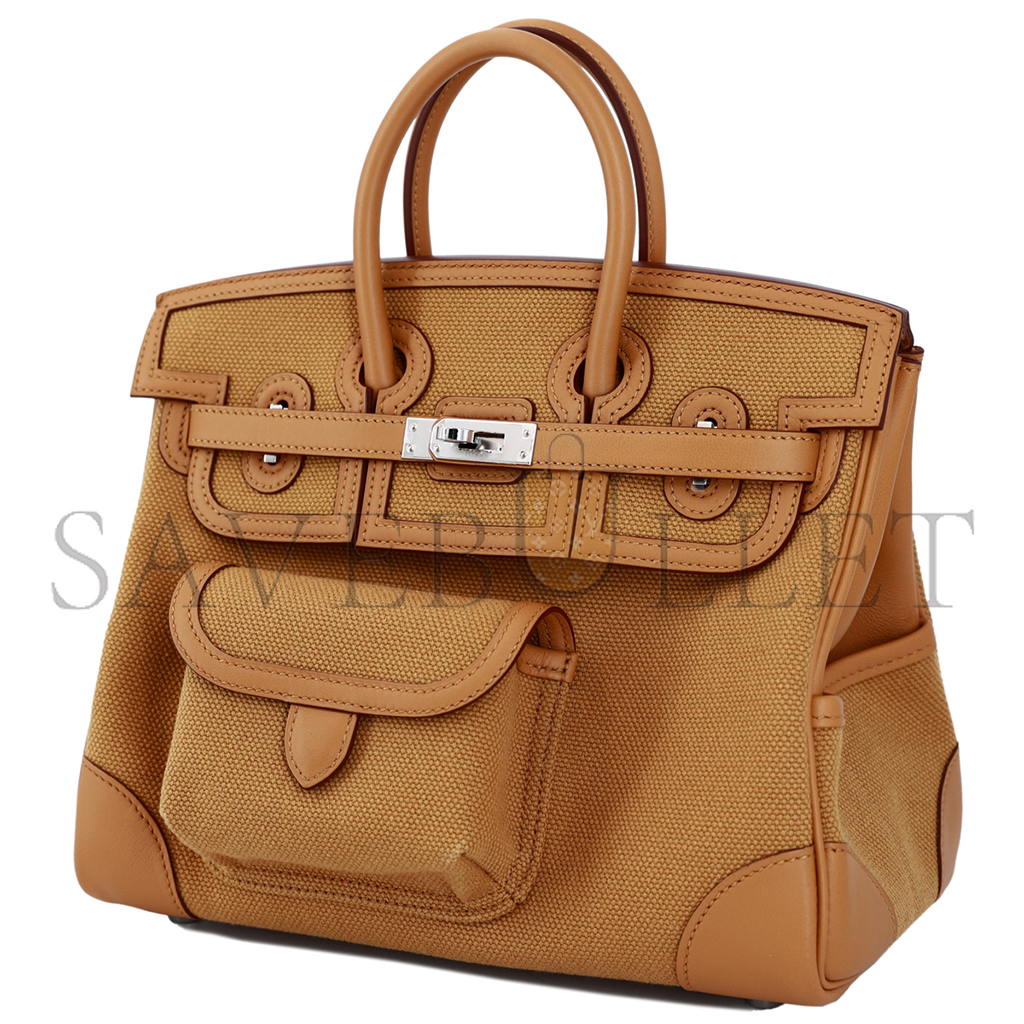 H**mes master birkin 25 2s sesame swift leather and canvas tote 8024740062 (25*20*13cm)