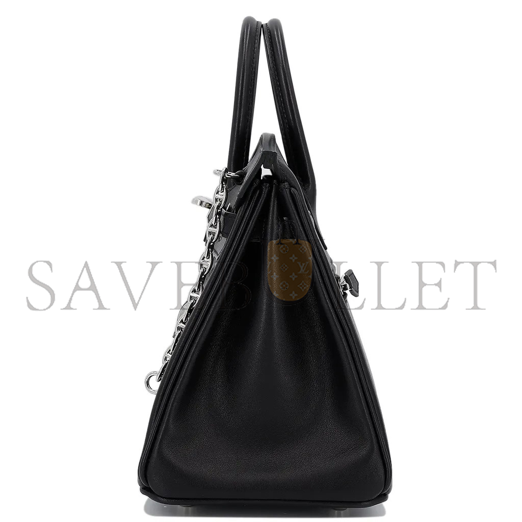 H**mes master birkin 25 rock black silver hardware 10074565 (25*20*13cm)