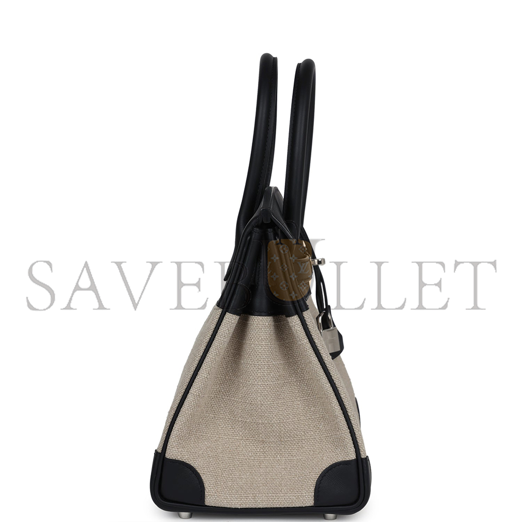 H**mes master birkin 35 bivouac ficelle canvas and black bag 8023220073 (35*24*18cm)