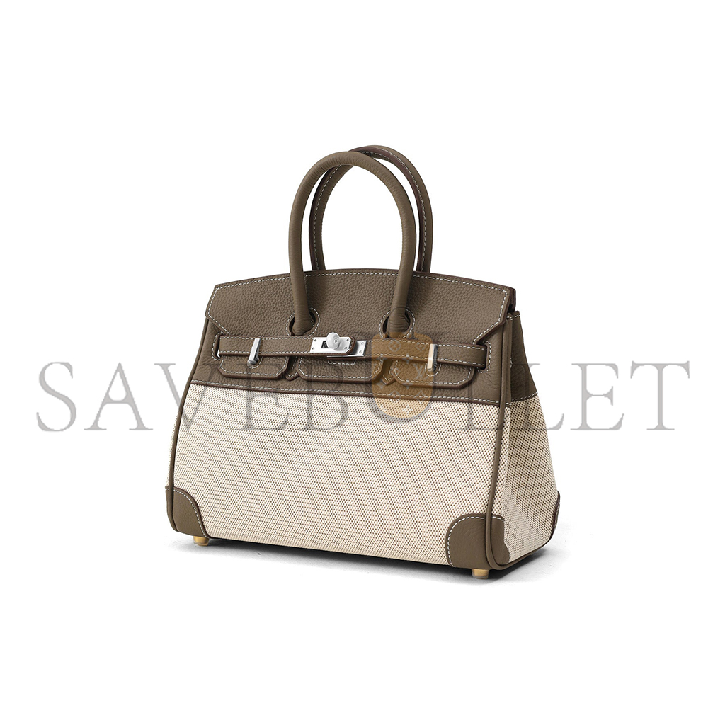 H**mes master birkin 30 elephant grey leather silver buckle bag 10078235 (30*22*15cm)