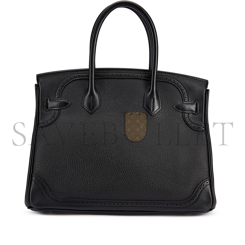 H**mes master birkin 30 wift with togo leather black silver buckle bag 195482 (30*22*15cm)