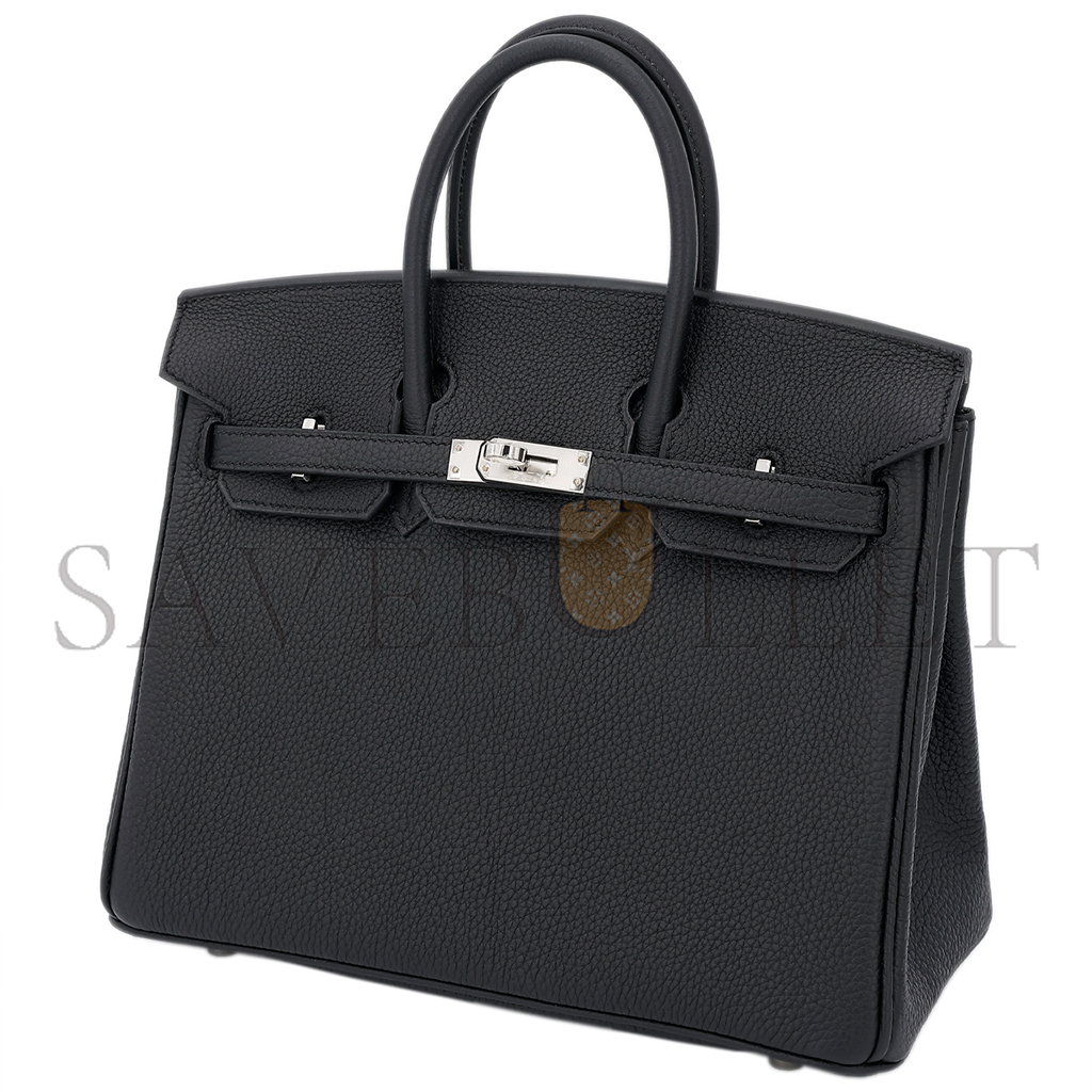 H**mes birkin 25 noir black togo calfskin silver buckle bag 10089040 (25*20*13cm)