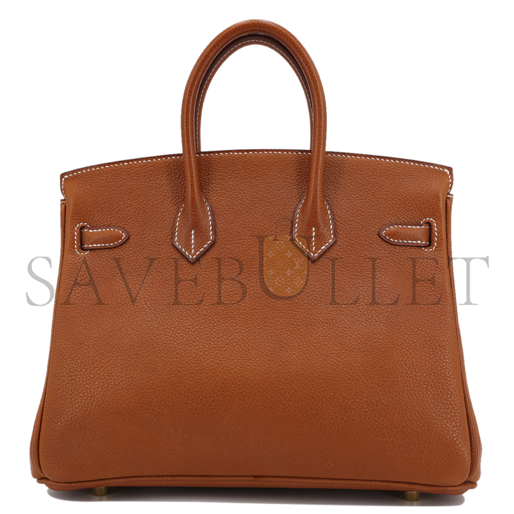 H**mes master birkin 25 saddle leather golden brown gold buckle bag 9012863189 (25*20*13cm)