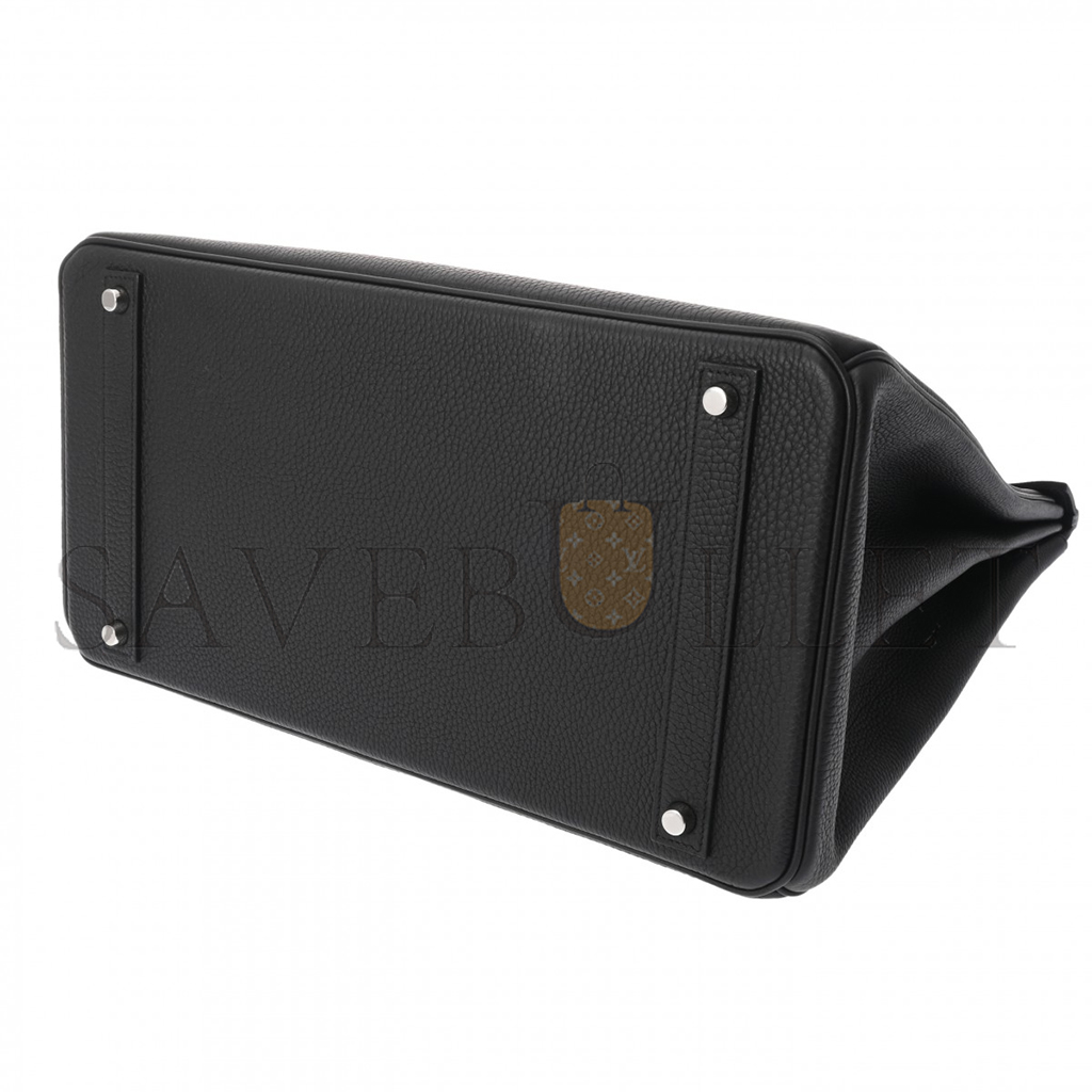 H**mes master birkin 40 box noir black leather silver buckle bag 635330 (40*30*21cm)