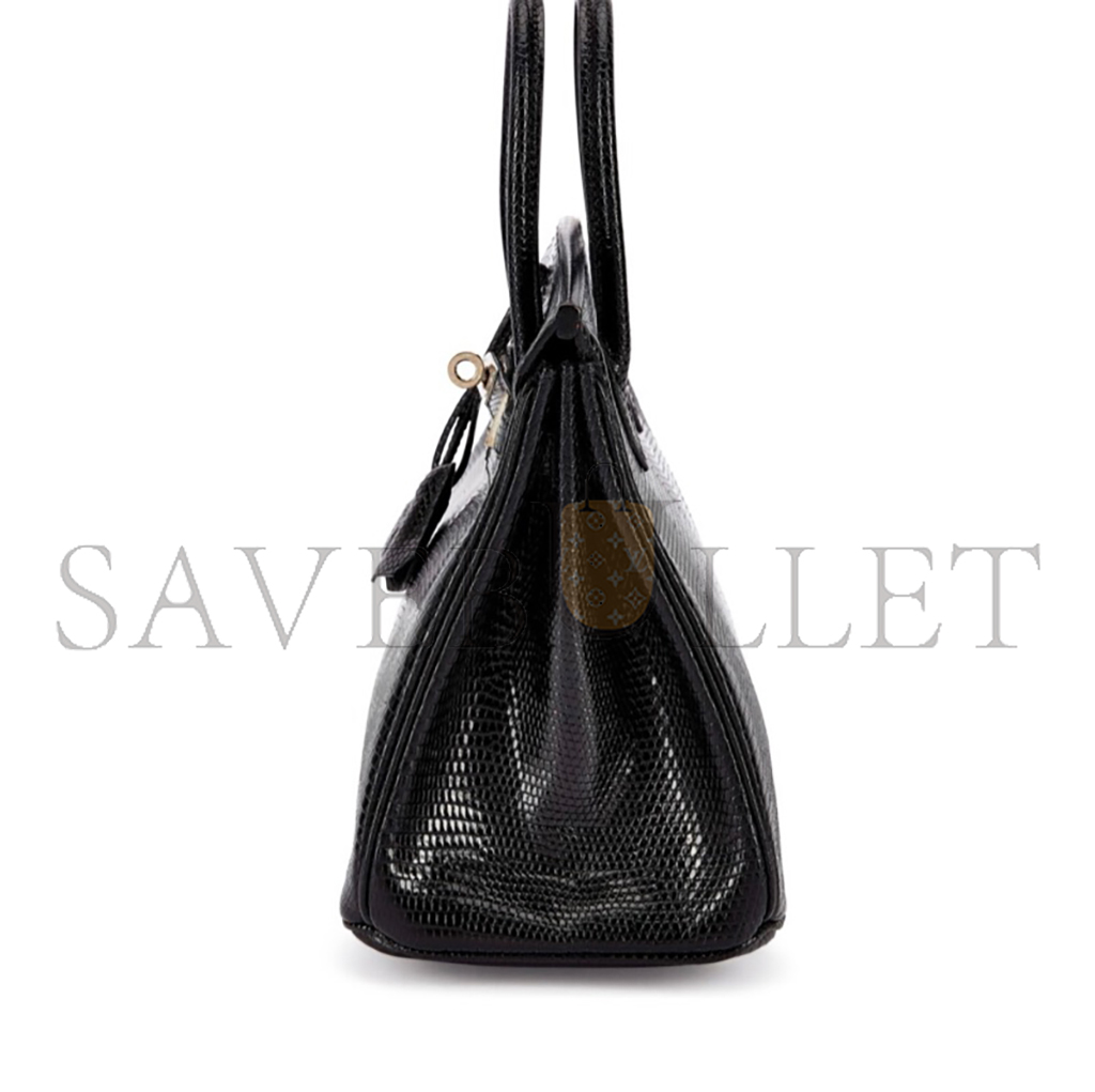 H**mes master birkin 25 lizard skin black silver buckle bag 623541 (25*18*13cm)
