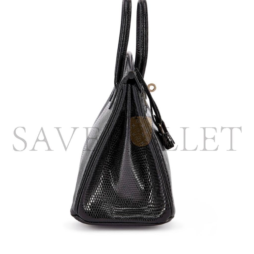 H**mes master birkin 25 lizard skin black silver buckle bag 623541 (25*18*13cm)