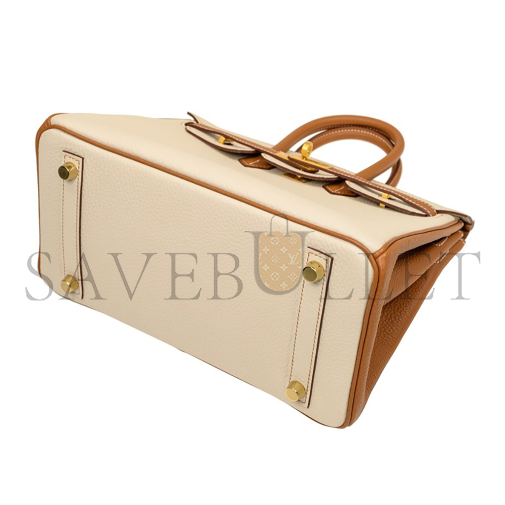 H**mes birkin 25 clemence leather milkshake white spelling horseshoe prints bk251037tgcz (25*20*13cm)